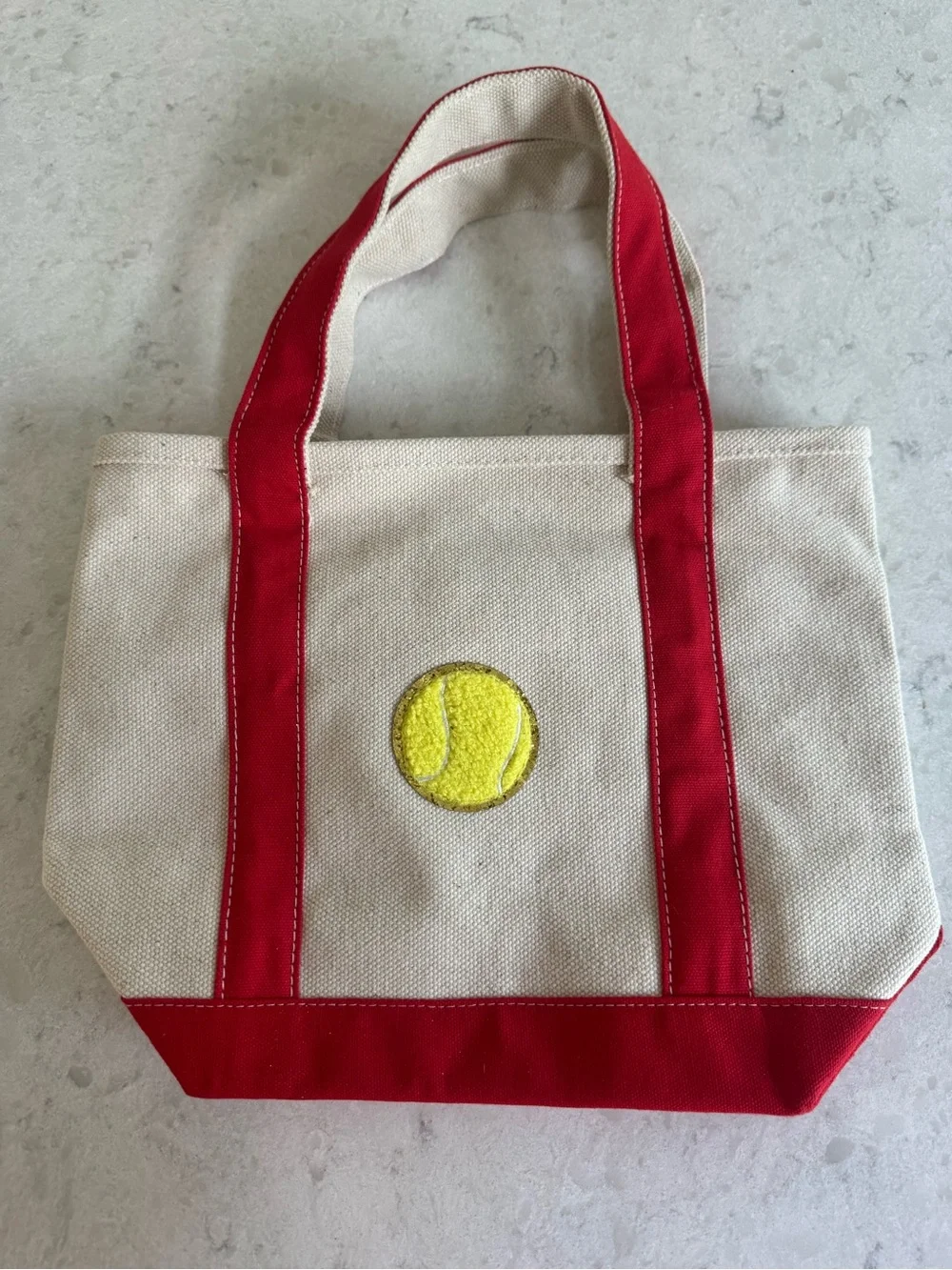 Canvas Tennis Patch Tote Bag - Red Trim